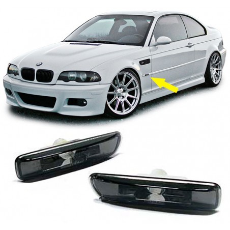 BMW E46 tummat sivuvilkut kromin värisellä reunalla